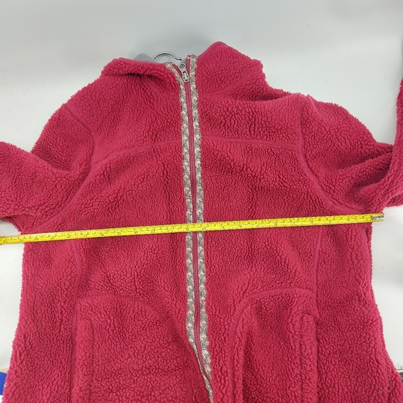L.L. Bean Womens Polartec  Teddy Fuzzy Full Zip Hooded Jacket Maroon - Picture 3 of 8